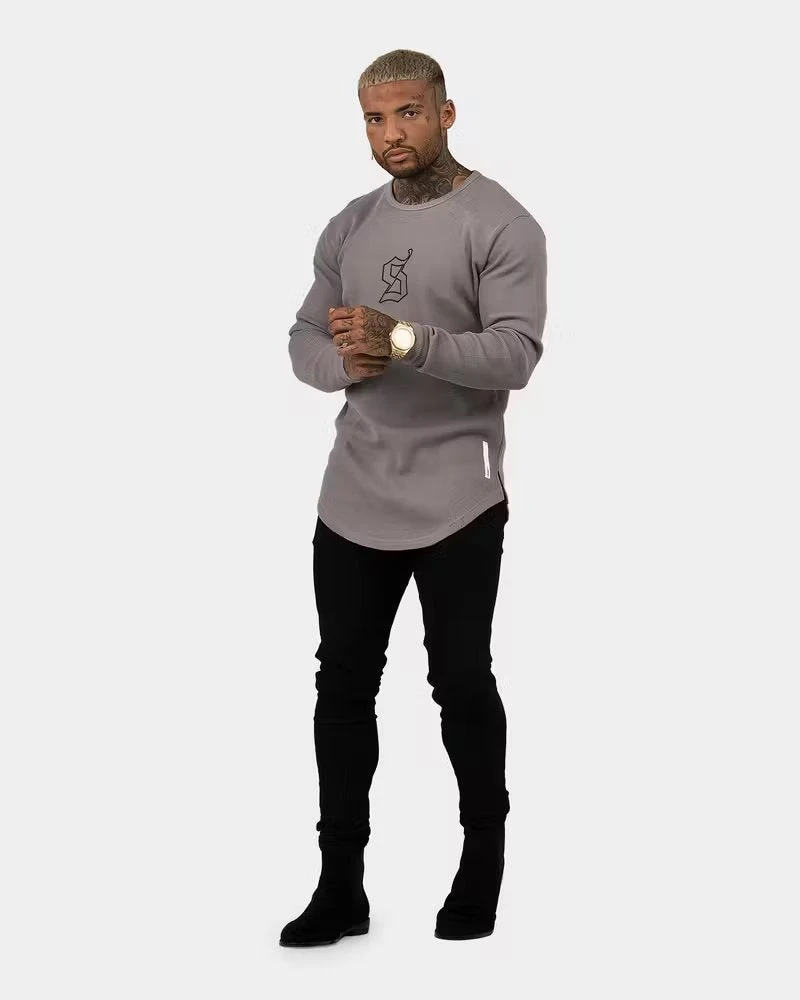 Saint Morta Icon Waffle Long Sleeve T-Shirt Grey/Black 2 Saint Morta Icon Waffle Long Sleeve T-Shirt Grey/Black - Image 2