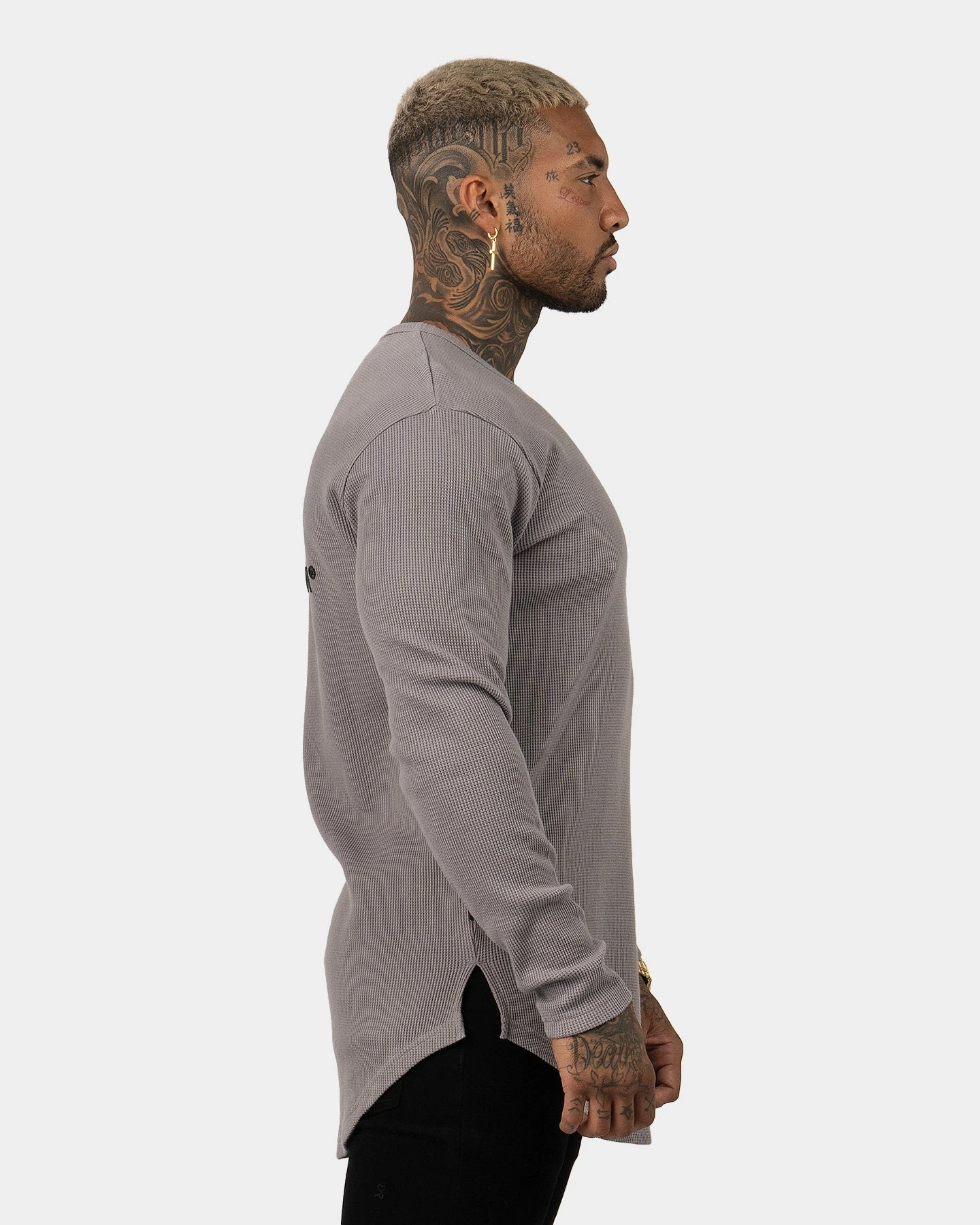 Saint Morta Icon Waffle Long Sleeve T-Shirt Grey/Black 5 Saint Morta Icon Waffle Long Sleeve T-Shirt Grey/Black - Image 5