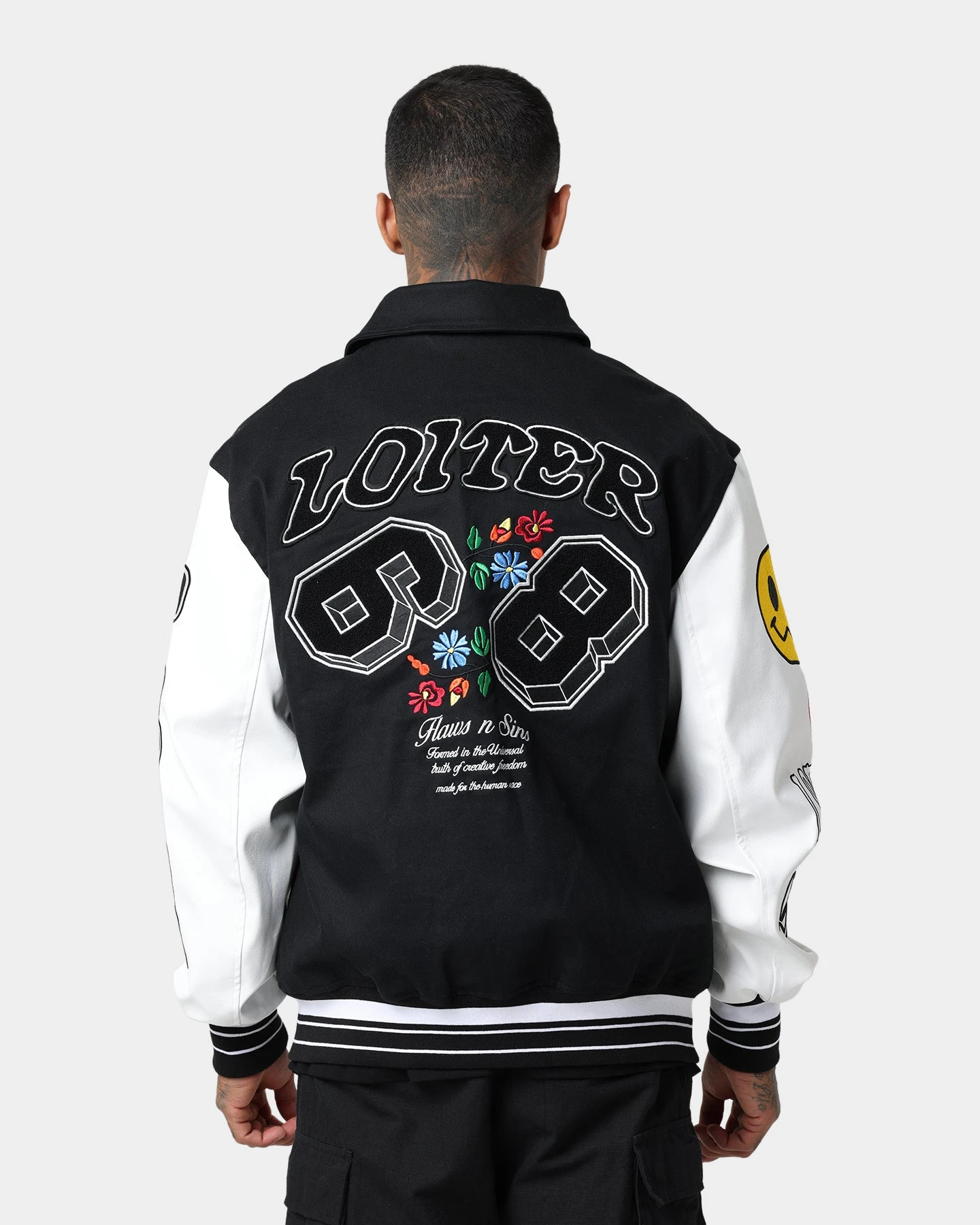 Loiter Flaws Varsity Jacket Black/White 4 Loiter Flaws Varsity Jacket Black/White - Image 4