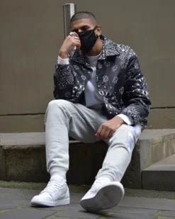 XXIII Paisley Trucker Jacket Black/White