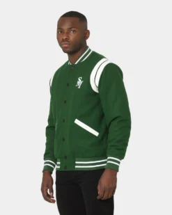 Saint Morta Alpha Varsity Jacket Green/White -Champions Style 02035320 YG636 mens 060