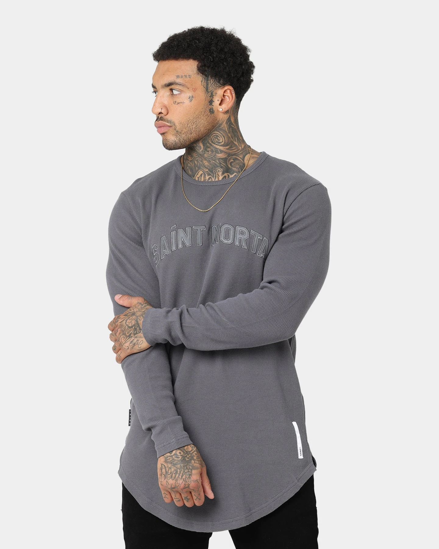Saint Morta Kingdom Waffle Long Sleeve T-shirt Dark Grey 1 Saint Morta Kingdom Waffle Long Sleeve T-shirt Dark Grey