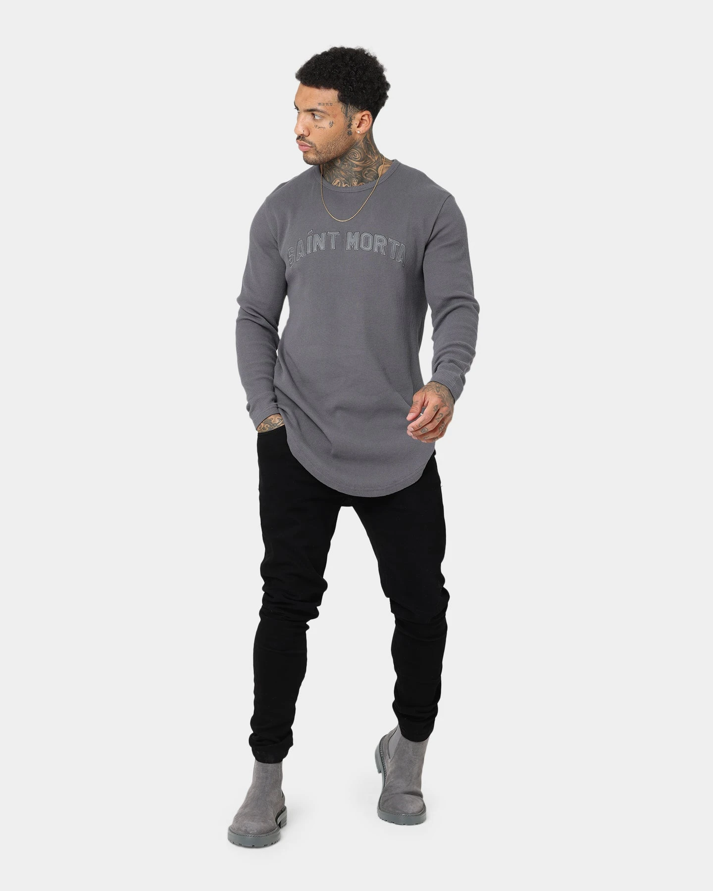 Saint Morta Kingdom Waffle Long Sleeve T-shirt Dark Grey 2 Saint Morta Kingdom Waffle Long Sleeve T-shirt Dark Grey - Image 2
