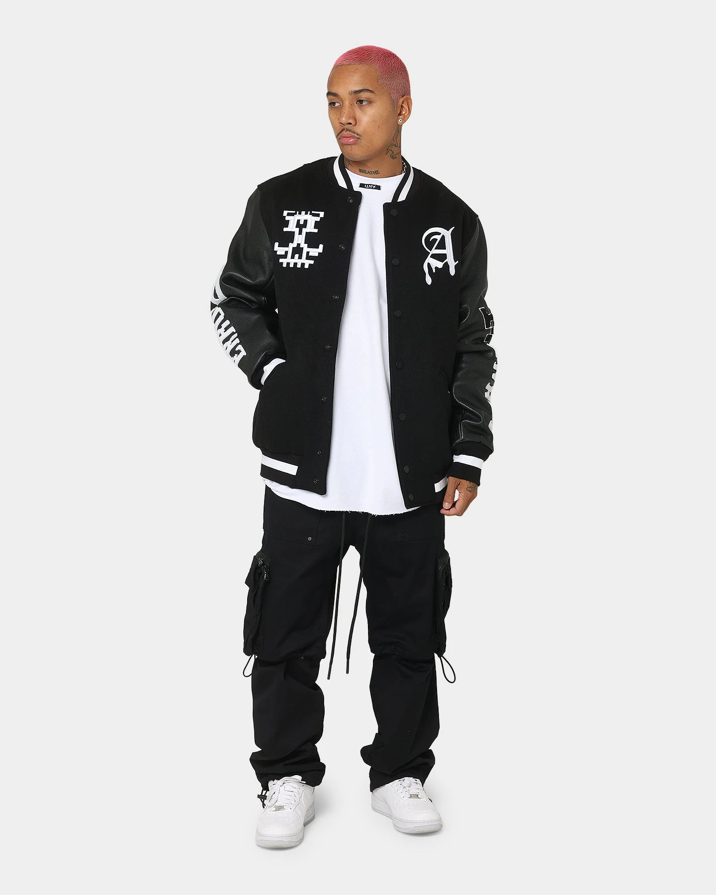 The Anti Order Dead Pixel Leather Varsity Jacket Black/White 8 The Anti Order Dead Pixel Leather Varsity Jacket Black/White - Image 8