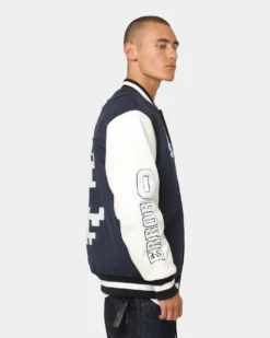 The Anti Order Dead Pixel Leather Varsity Jacket Jacket Navy/Black -Champions Style 02036101 YN208 mens 0050