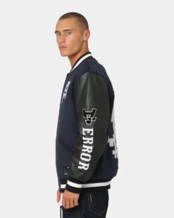 The Anti Order Dead Pixel Leather Varsity Jacket Jacket Navy/Black -Champions Style 02036101 YN208 mens 0060