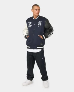 The Anti Order Dead Pixel Leather Varsity Jacket Jacket Navy/Black -Champions Style 02036101 YN208 mens 0080