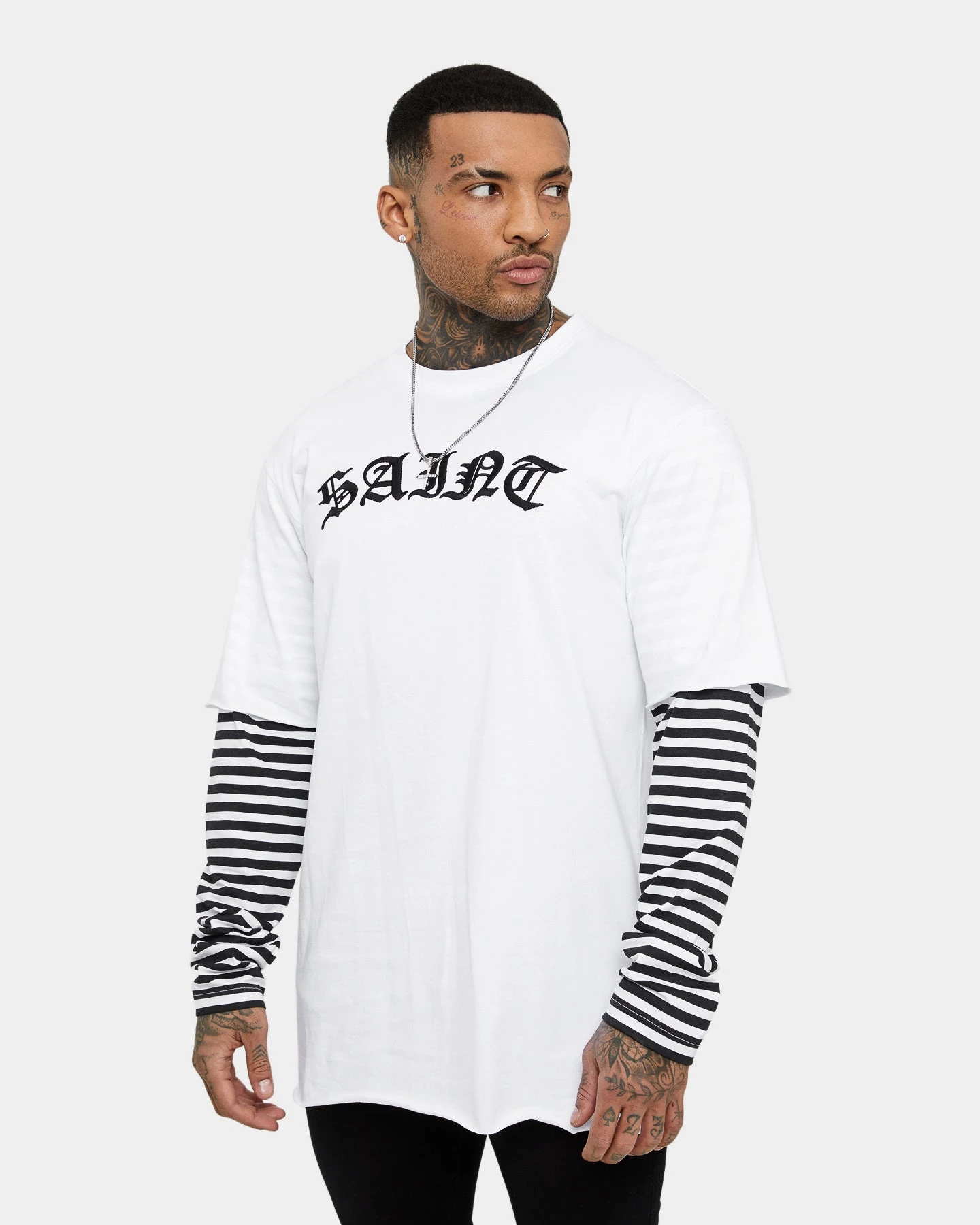 Saint Morta Jail Layered Long Sleeve T-Shirt White/Black 1 Saint Morta Jail Layered Long Sleeve T-Shirt White/Black