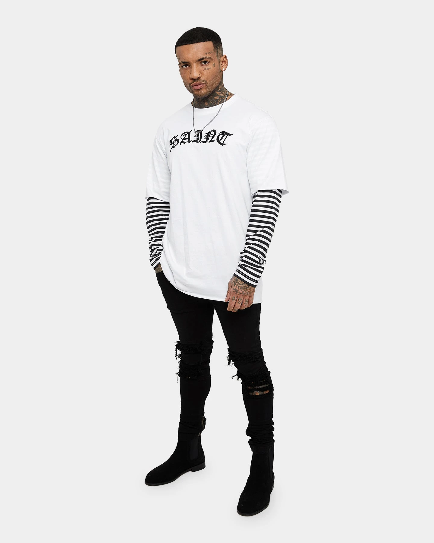 Saint Morta Jail Layered Long Sleeve T-Shirt White/Black 2 Saint Morta Jail Layered Long Sleeve T-Shirt White/Black - Image 2