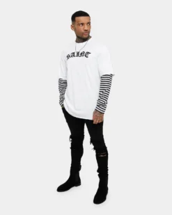 Saint Morta Jail Layered Long Sleeve T-Shirt White/Black 13 Saint Morta Jail Layered Long Sleeve T-Shirt White/Black -Champions Style 02036162 YW110 mens 00090
