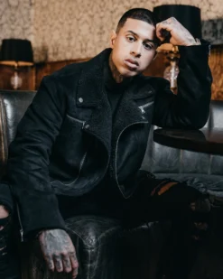 Saint Morta Imperial Sherpa Biker Jacket Black -Champions Style 02036166 YB001 mens 021