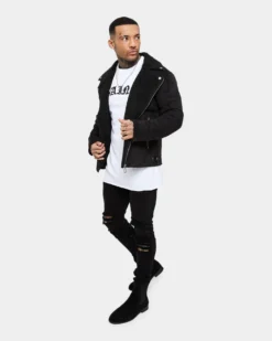 Saint Morta Imperial Sherpa Biker Jacket Black -Champions Style 02036166 YB001 mens 080