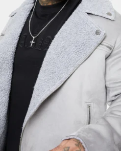 Saint Morta Deathproof Imperial Sherpa Biker Jackett Light Grey -Champions Style 02036166 YL210 mens 070