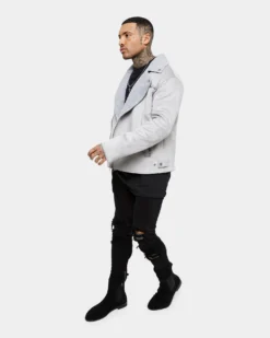 Saint Morta Deathproof Imperial Sherpa Biker Jackett Light Grey -Champions Style 02036166 YL210 mens 080