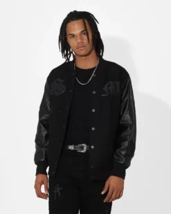 Saint Morta Graveyard Varsity Jacket Black/Black
