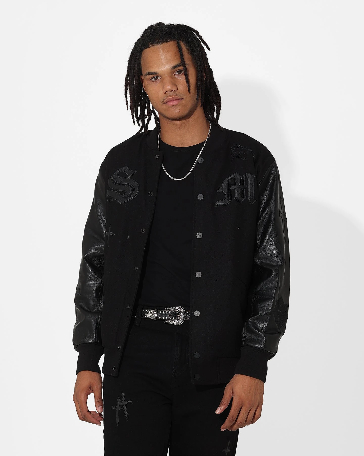 Saint Morta Graveyard Varsity Jacket Black/Black 1 Saint Morta Graveyard Varsity Jacket Black/Black