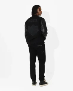 Saint Morta Graveyard Varsity Jacket Black/Black 16 Saint Morta Graveyard Varsity Jacket Black/Black -Champions Style 02036170 YB015 mens 080