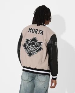 Saint Morta Graveyard Varsity Jacket Stone/Black -Champions Style 02036170 YS587 mens 0020