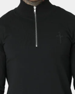 Saint Morta Kingdom Half Zip Funnel Neck T-Shirt Black -Champions Style 02036201 YB001 mens 004