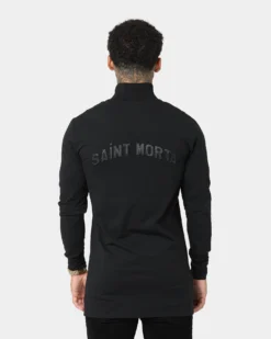 Saint Morta Kingdom Half Zip Funnel Neck T-Shirt Black -Champions Style 02036201 YB001 mens 005