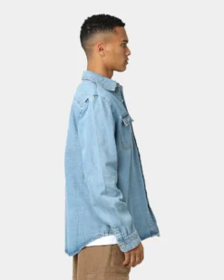 X-Large Denim Long Sleeve Work Shirt Mid Blue -Champions Style 02038243 YB673 mens 00050