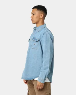 X-Large Denim Long Sleeve Work Shirt Mid Blue -Champions Style 02038243 YB673 mens 00060