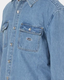 X-Large Denim Long Sleeve Work Shirt Mid Blue -Champions Style 02038243 YB673 mens 00080