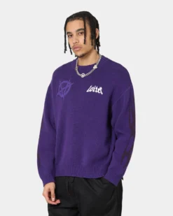 Loiter Void Knit Sweater Purple