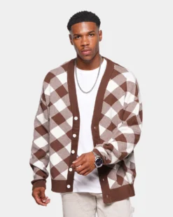 XXIII Noah Gingham Cardigan Brown/White