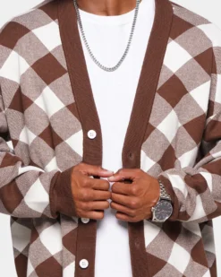 XXIII Noah Gingham Cardigan Brown/White -Champions Style 02040142 YX325 mens 0030