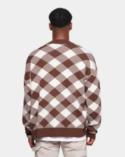 XXIII Noah Gingham Cardigan Brown/White -Champions Style 02040142 YX325 mens 0040