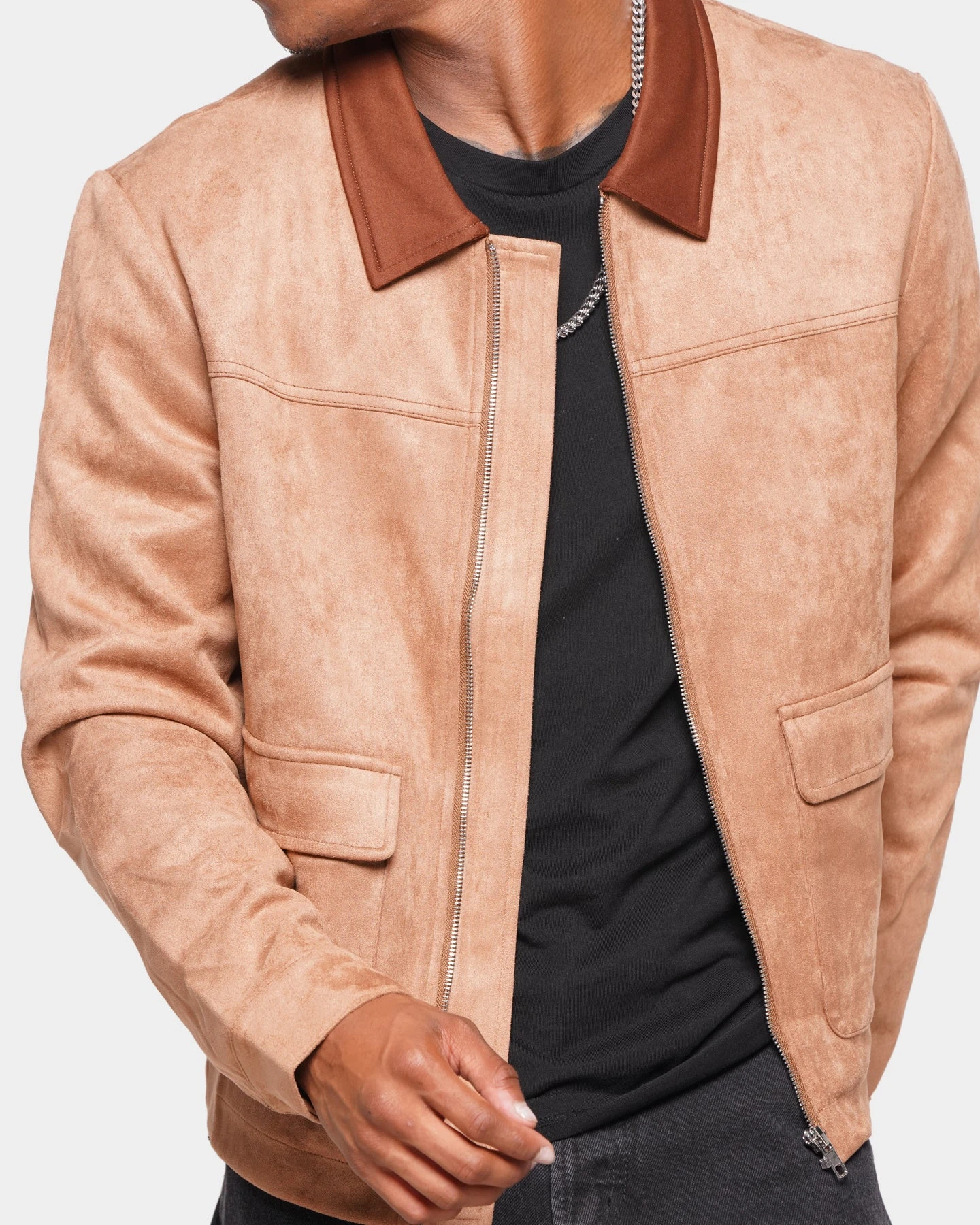XXIII Suede Zip Up Jacket Brown 1 XXIII Suede Zip Up Jacket Brown