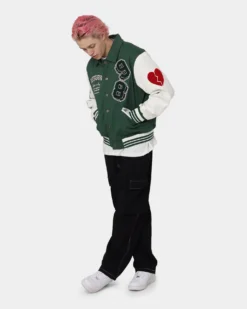 Loiter Human Varsity Jacket Green -Champions Style 02040749 YG600 mens 0030