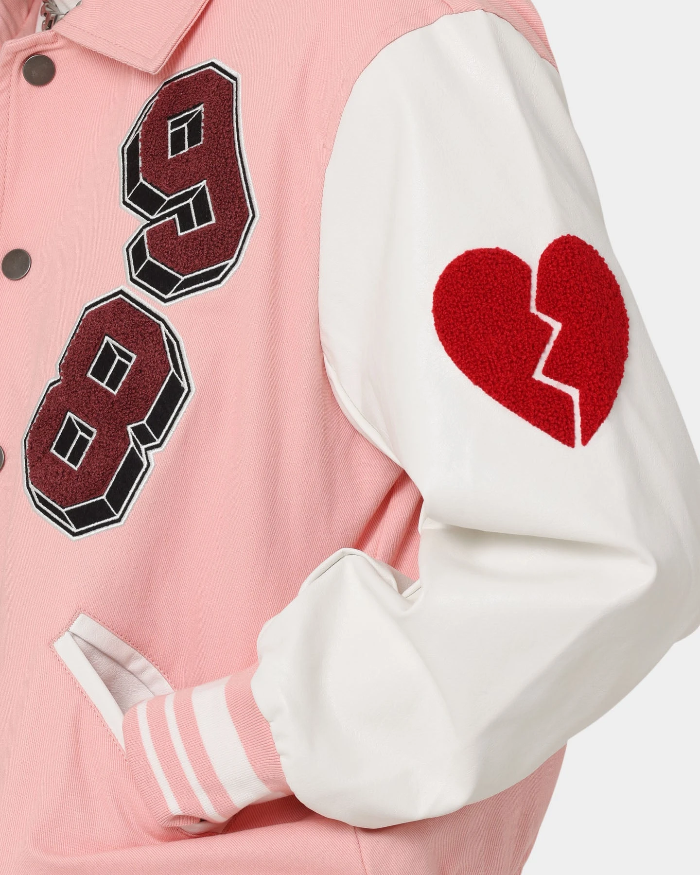 Loiter Human Varsity Jacket Pink 11 Loiter Human Varsity Jacket Pink - Image 11