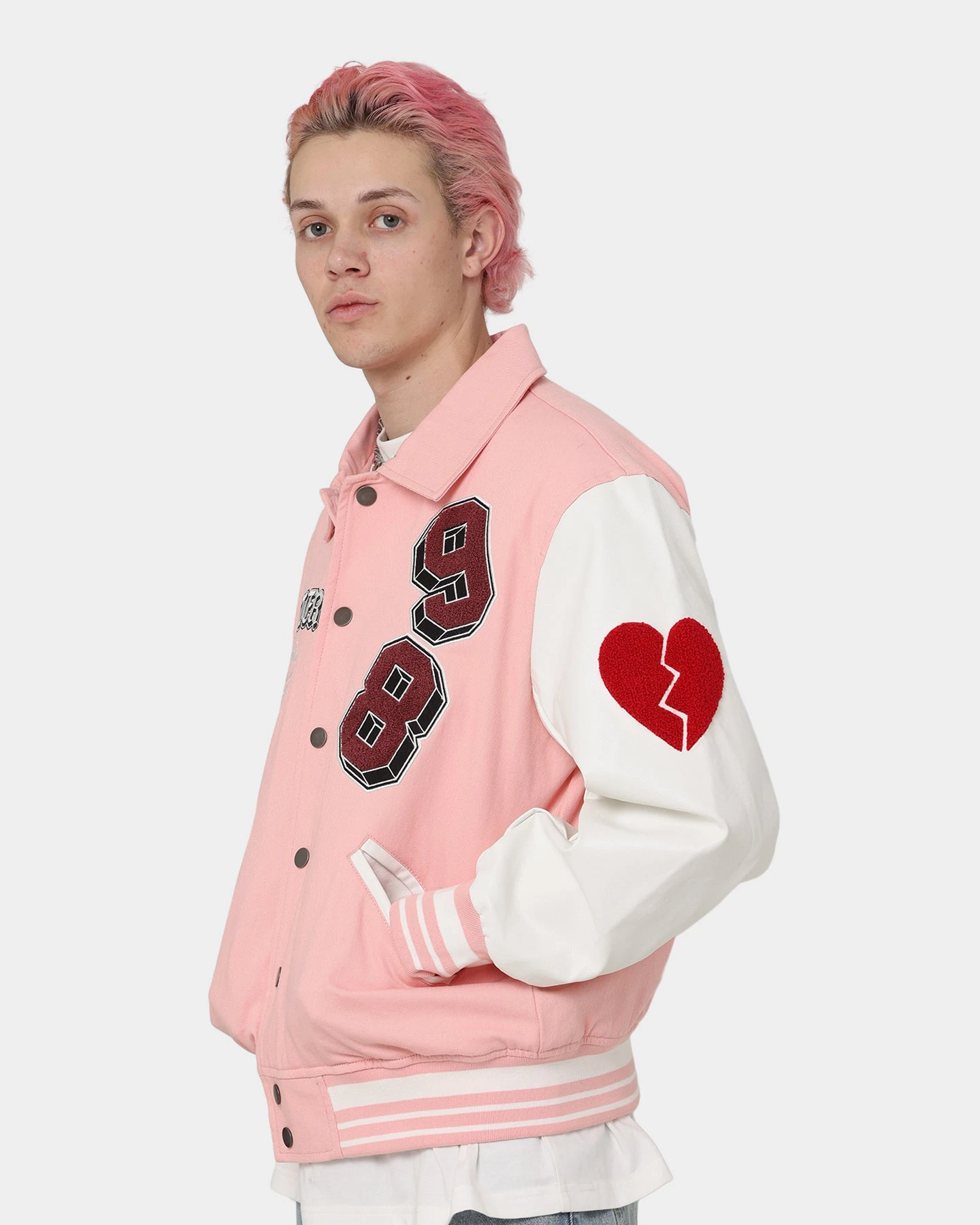 Loiter Human Varsity Jacket Pink 8 Loiter Human Varsity Jacket Pink - Image 8