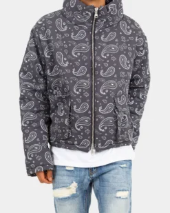 MNML Paisley Cropped Puffer Jacket Black -Champions Style 02040854 YB001 mens 0010