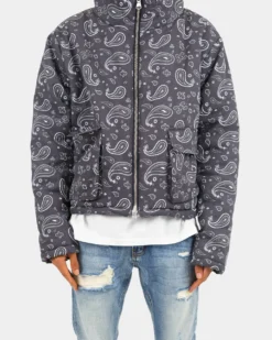 MNML Paisley Cropped Puffer Jacket Black -Champions Style 02040854 YB001 mens 0020