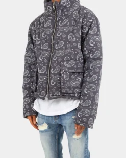MNML Paisley Cropped Puffer Jacket Black -Champions Style 02040854 YB001 mens 0030