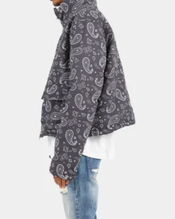 MNML Paisley Cropped Puffer Jacket Black -Champions Style 02040854 YB001 mens 0040