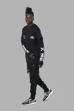 DXXMLife L-5 DXXM Racing Long Sleeve T-Shirt Black -Champions Style 02041163 YB001 mens 0140