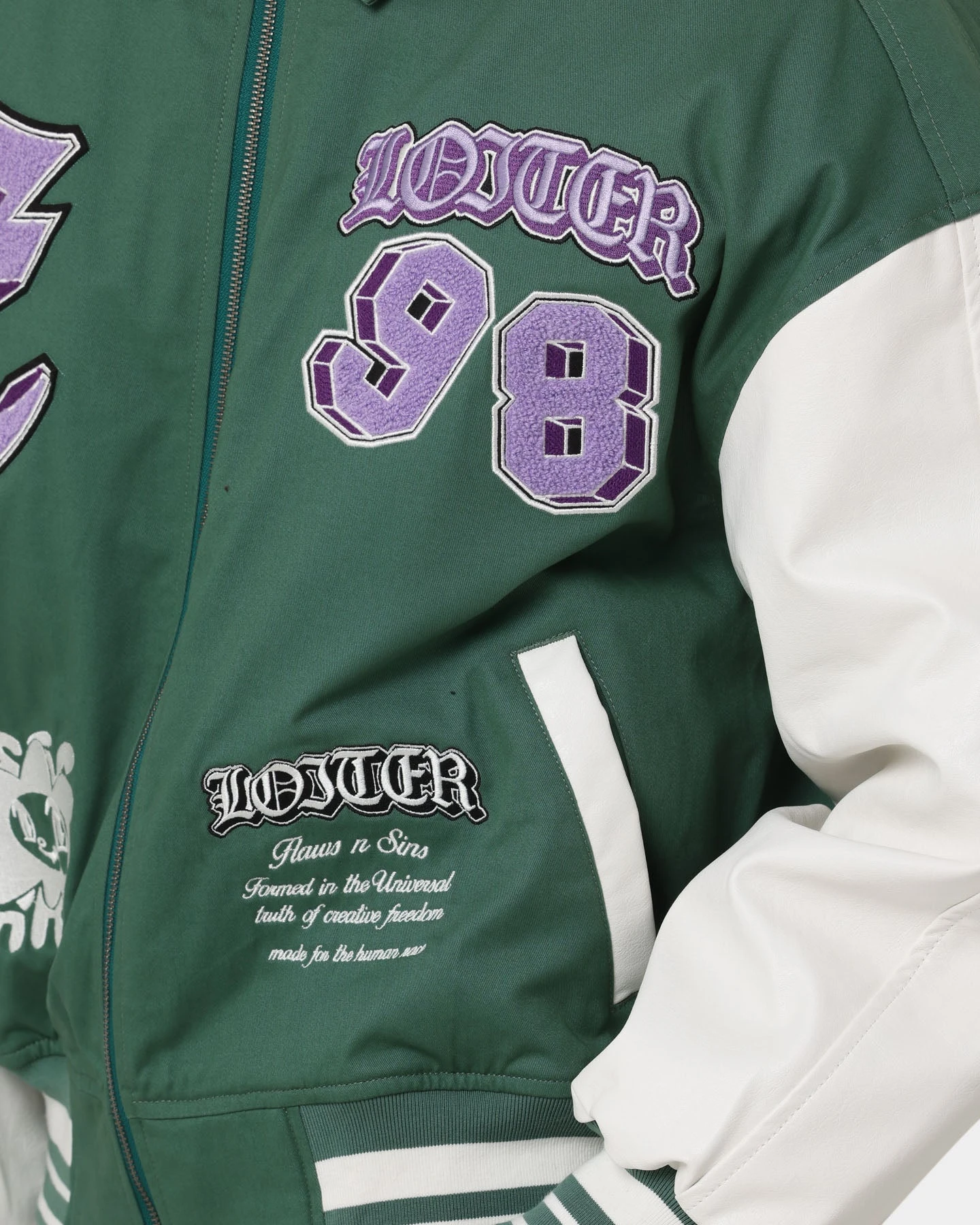 Loiter Ethereal Varsity Jacket Green 10 Loiter Ethereal Varsity Jacket Green - Image 10