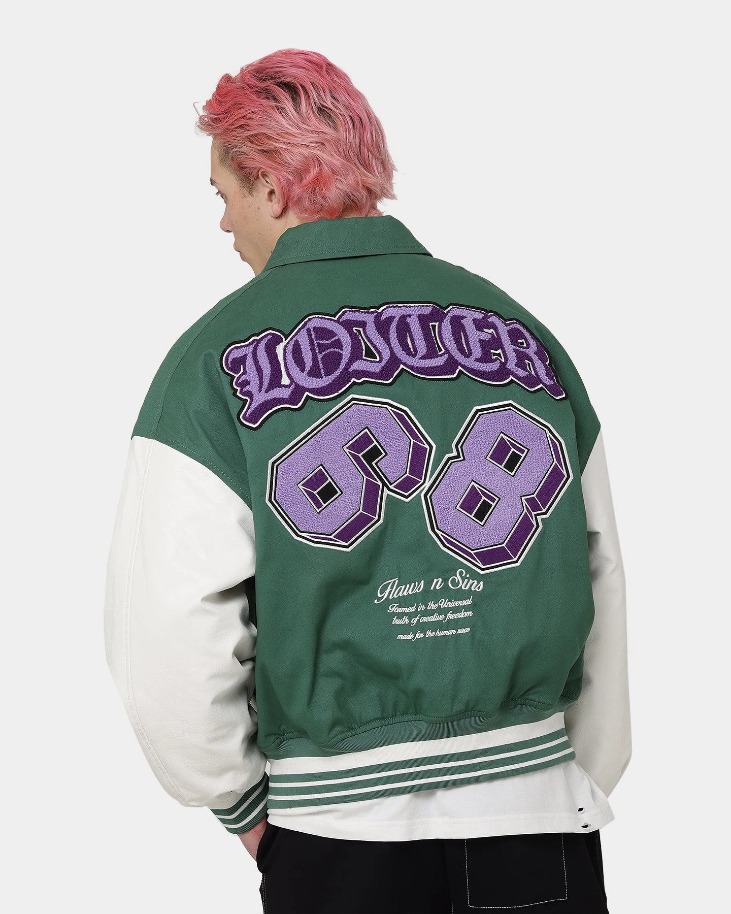 Loiter Ethereal Varsity Jacket Green 2 Loiter Ethereal Varsity Jacket Green - Image 2