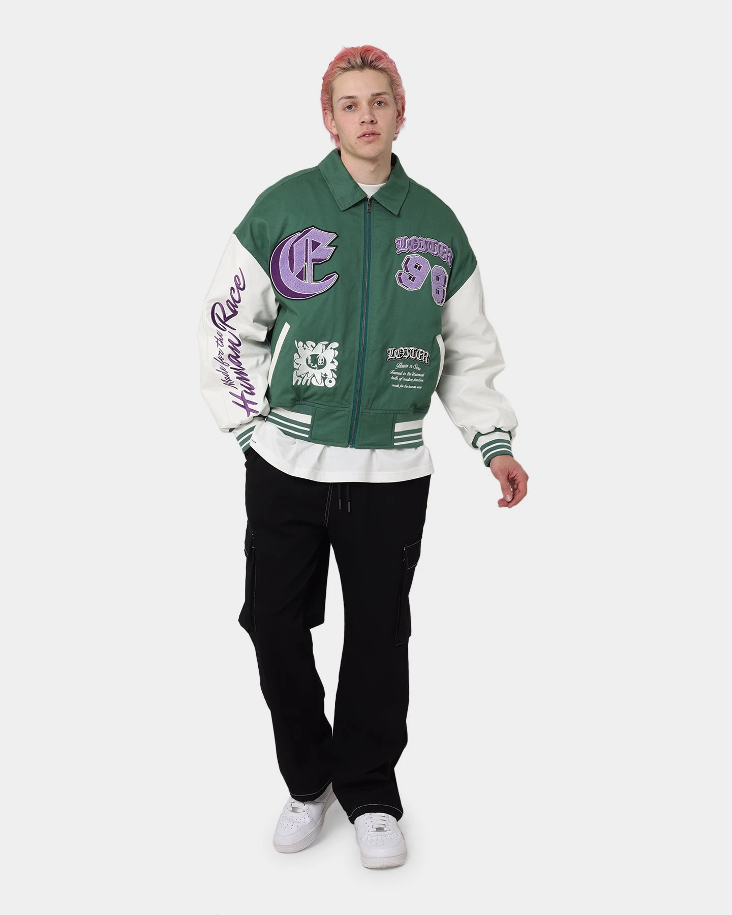 Loiter Ethereal Varsity Jacket Green 3 Loiter Ethereal Varsity Jacket Green - Image 3