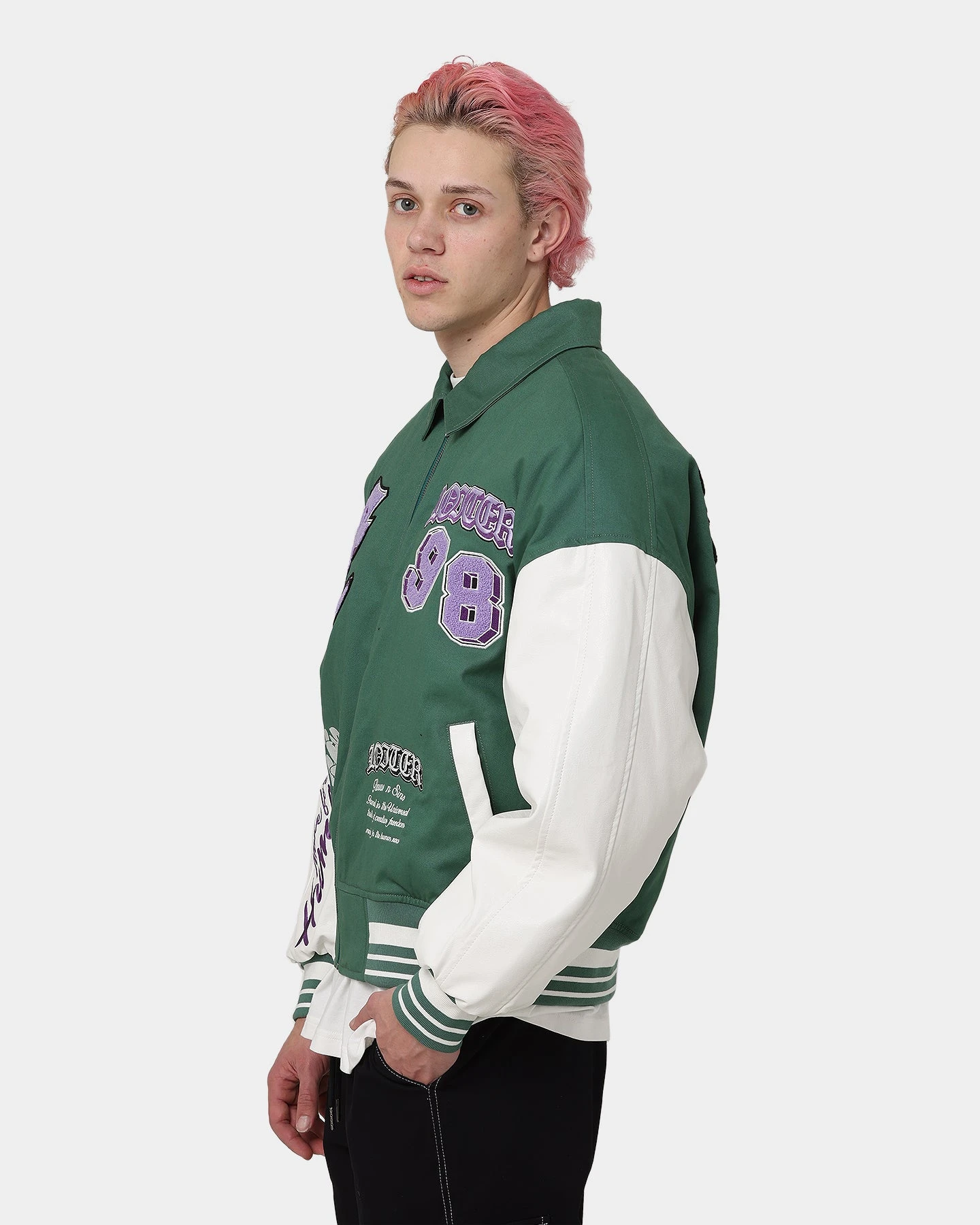 Loiter Ethereal Varsity Jacket Green 7 Loiter Ethereal Varsity Jacket Green - Image 7