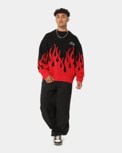 Loiter Inferno Knit Sweater Black/Red -Champions Style 02041912 YB004 mens 0020