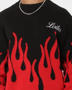 Loiter Inferno Knit Sweater Black/Red -Champions Style 02041912 YB004 mens 0030