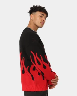 Loiter Inferno Knit Sweater Black/Red -Champions Style 02041912 YB004 mens 0050