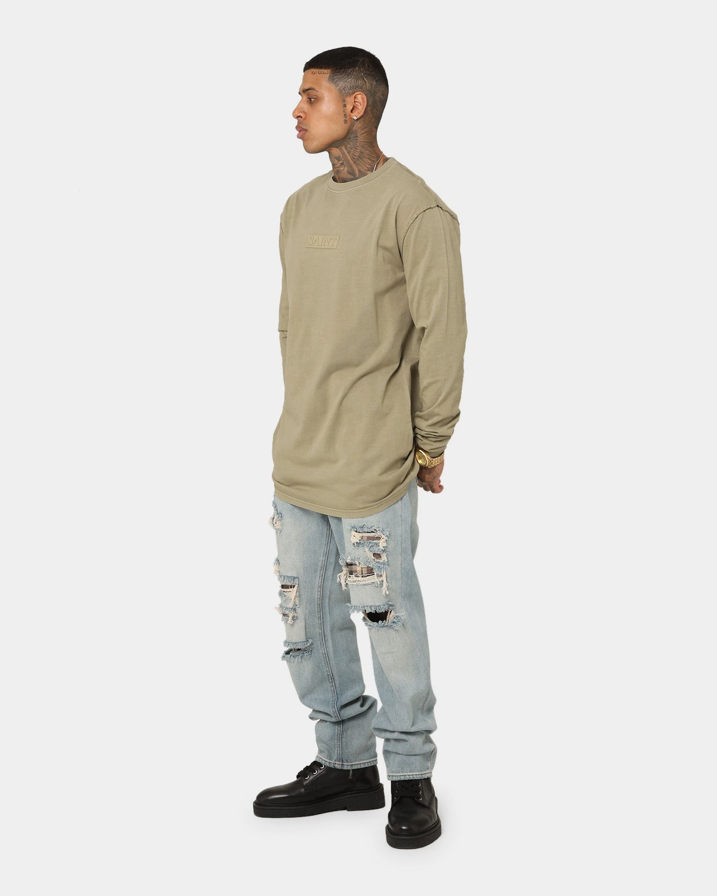 Saint Morta Meteor Long Sleeve T-Shirt Vintage Khaki 2 Saint Morta Meteor Long Sleeve T-Shirt Vintage Khaki - Image 2