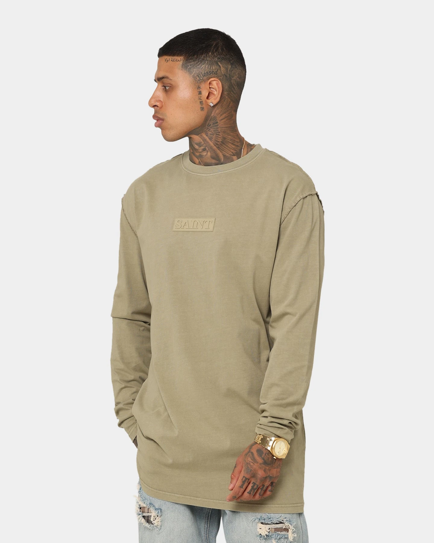 Saint Morta Meteor Long Sleeve T-Shirt Vintage Khaki 6 Saint Morta Meteor Long Sleeve T-Shirt Vintage Khaki - Image 6