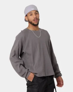 MNML Heavy Thermal Long Sleeve T-Shirt Black -Champions Style 02042876 YB001 mens 0050